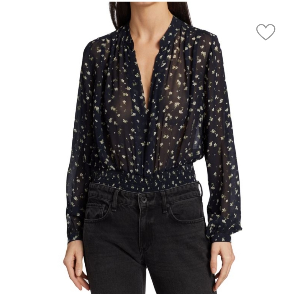 Black floral rag and bone blouse